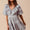 Cotton Printed Ruffle V Neckline Dress with Side Tie